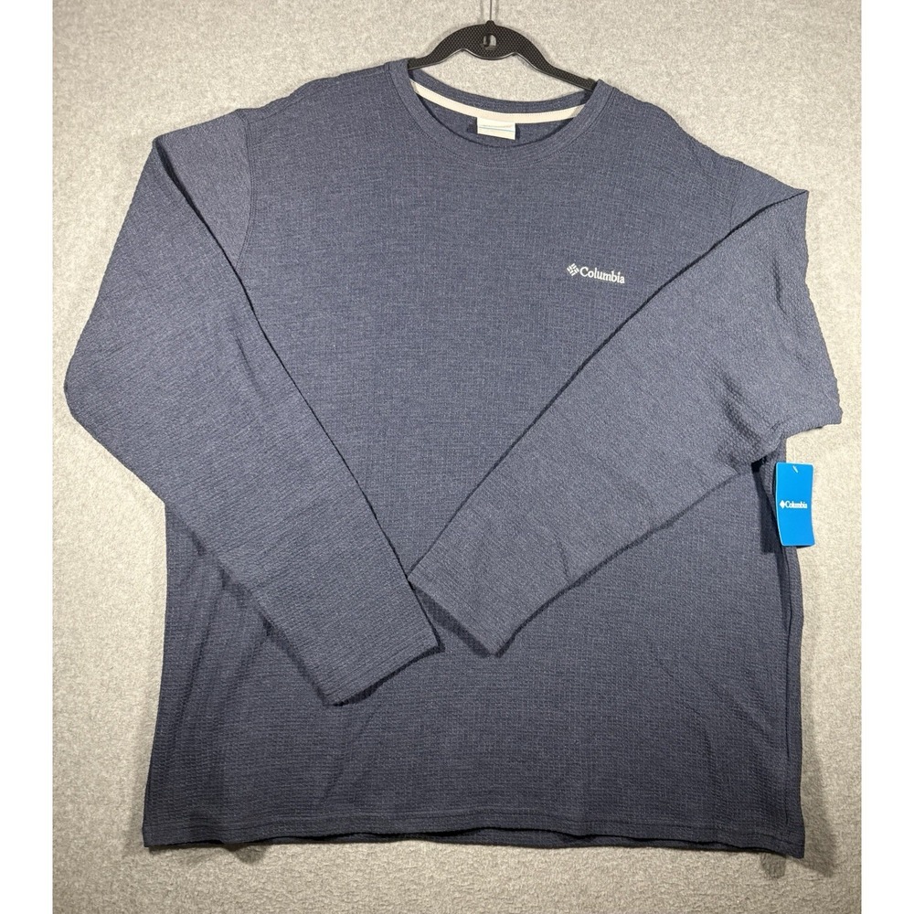 Columbia Pine Peak II Waffle Long Sleeve Crew Size XXL Blue Shirt